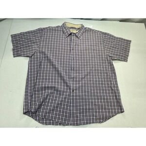 St John's Bay check shirt Men's size XL purple button-down‎ short-sleeve